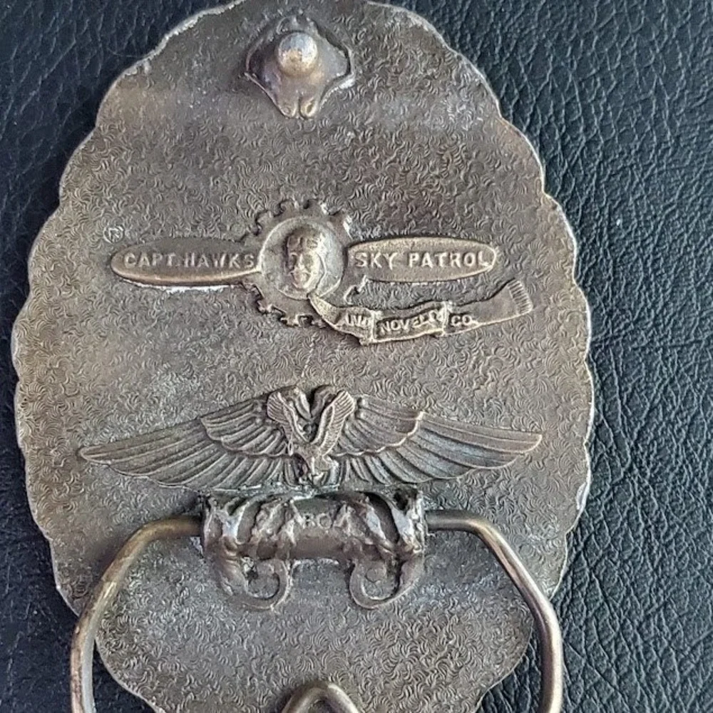 VTG Capt Hawks Sky Patrol American Police PIG Belt Buckle Law and Order Brass